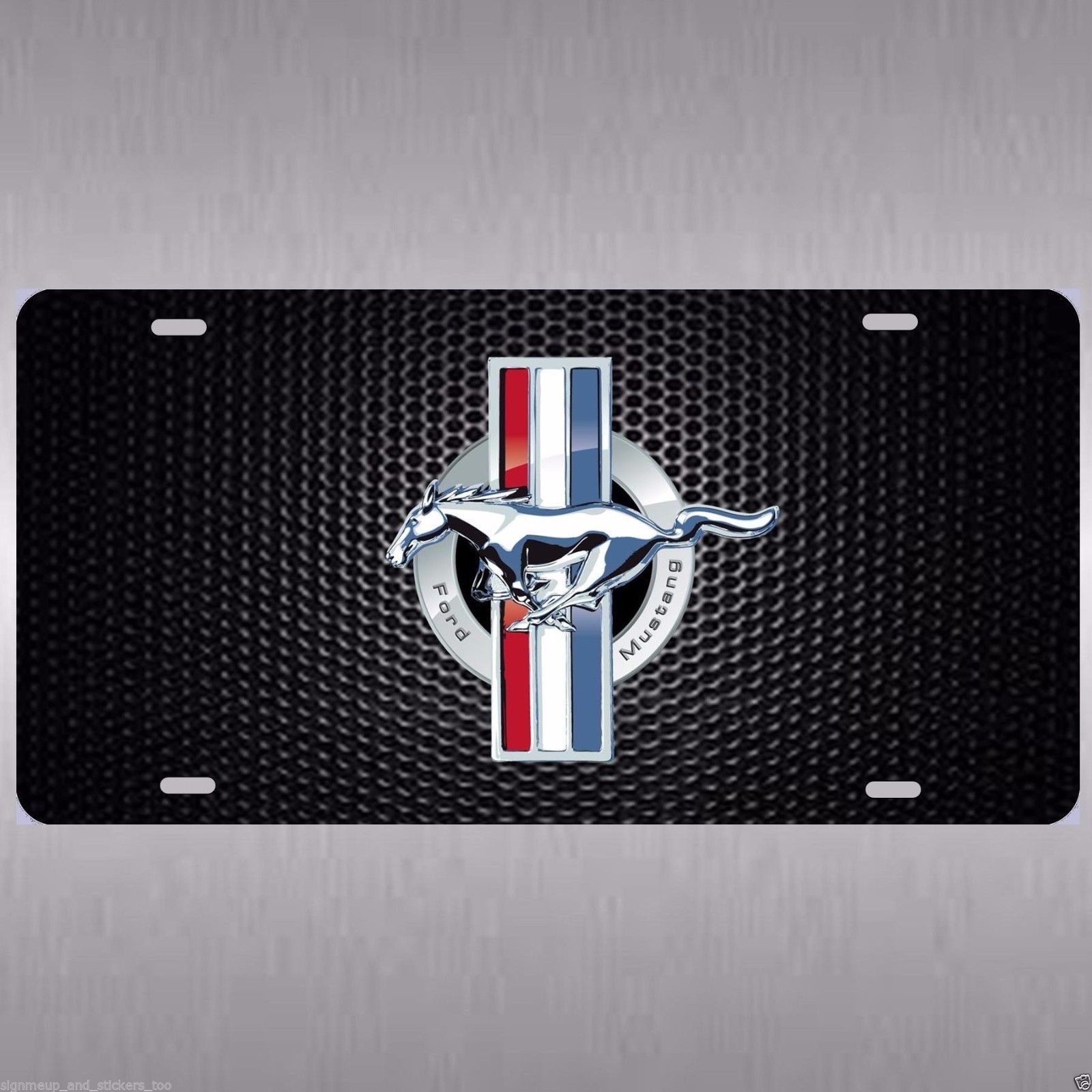 (image for) LICENSE PLATE - FORD MUSTANG EMBLEM, BLACK - Click Image to Close