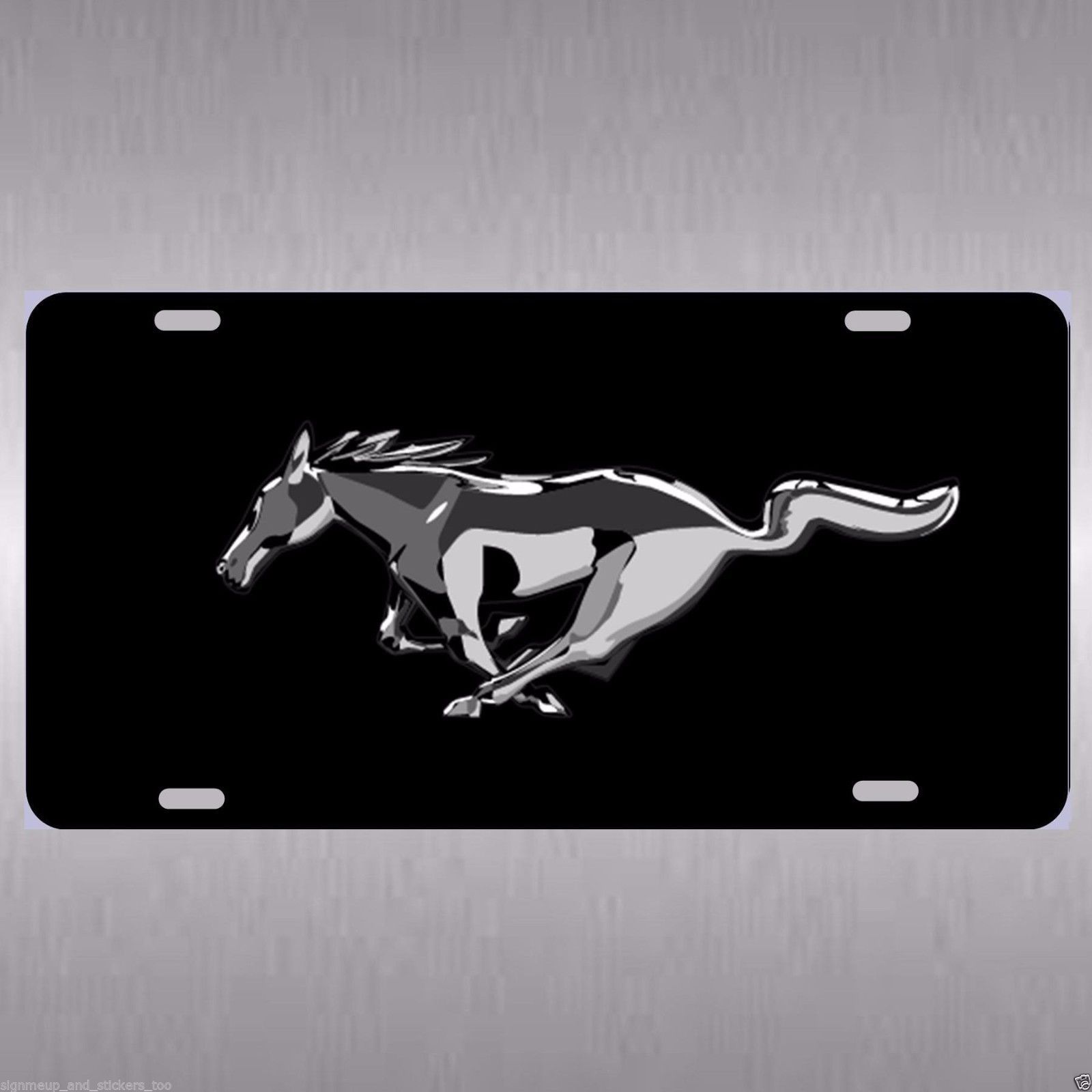 (image for) LICENSE PLATE - FORD MUSTANG EMBLEM, BLACK - NEW COBRA SHELBY