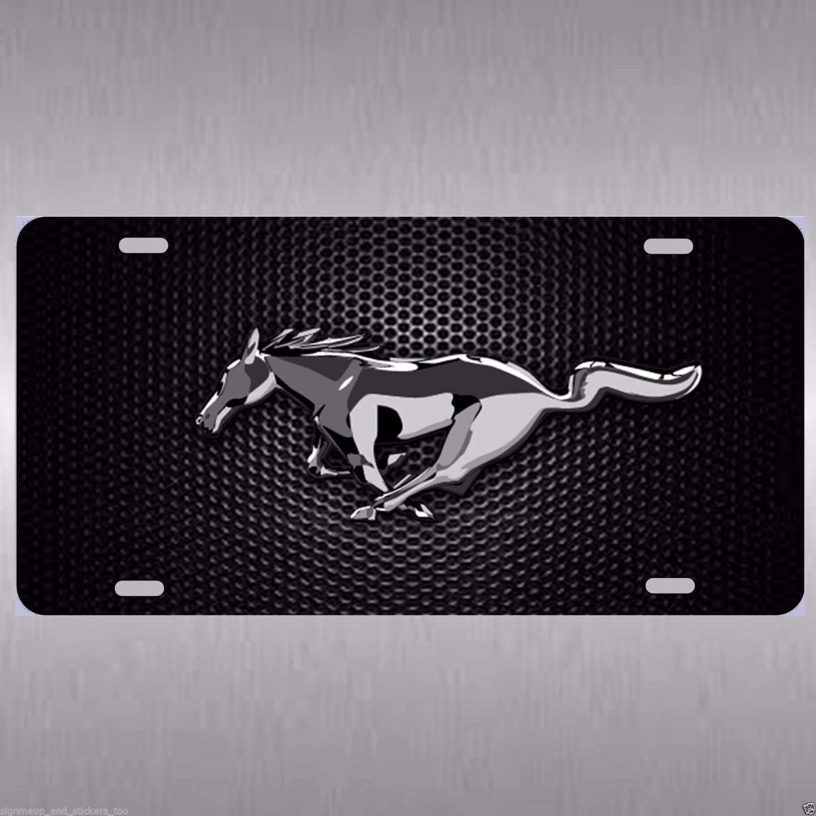 (image for) LICENSE PLATE - FORD MUSTANG GT EMBLEM, BLACK - Click Image to Close