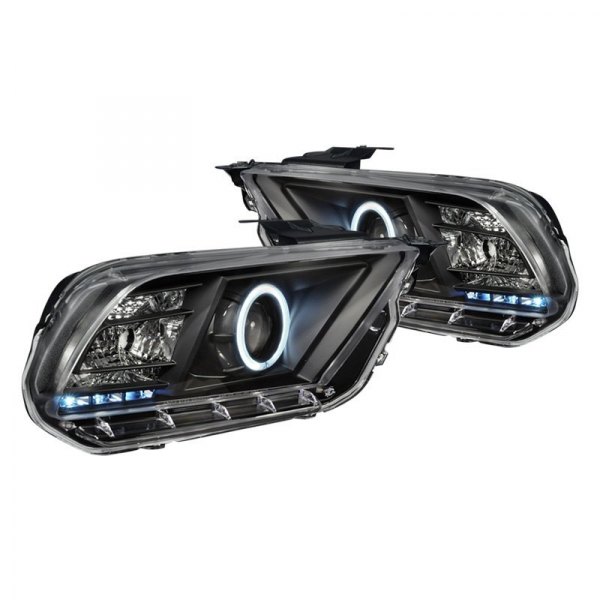 (image for) 10-UP DUAL CCFL HALO PROJECTOR HEADLIGHTS W/LEDS - BLACK HOUSIN