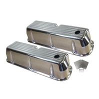 (image for) 62-85 BALL MILLED POLISHED ALUMINUM SMALL BLOCK VALVE COVERS - Click Image to Close