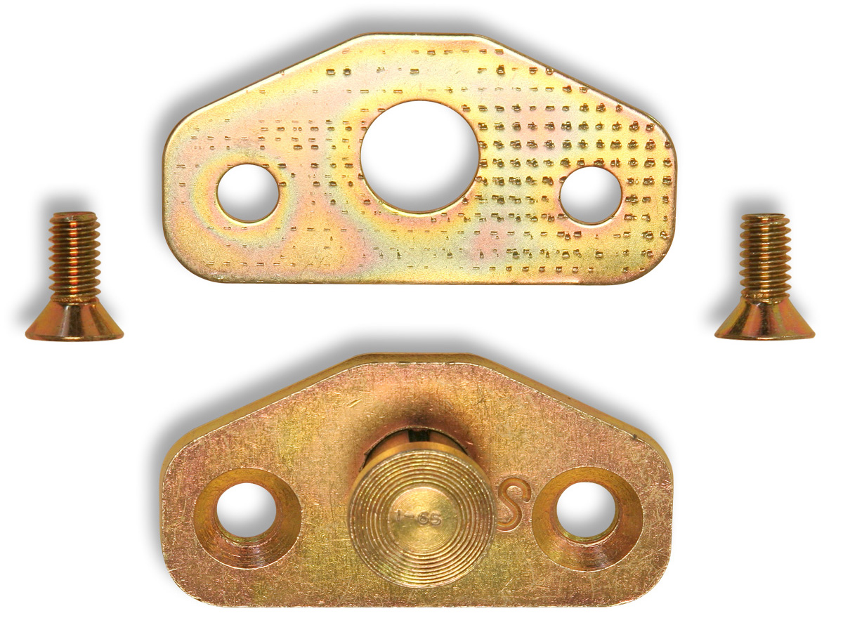 64-66 DOOR STRIKER PLATE WITH SHIM & SCREWS (image for) 64-66 DOOR STRIKER PLATE WITH SHIM & SCREWS