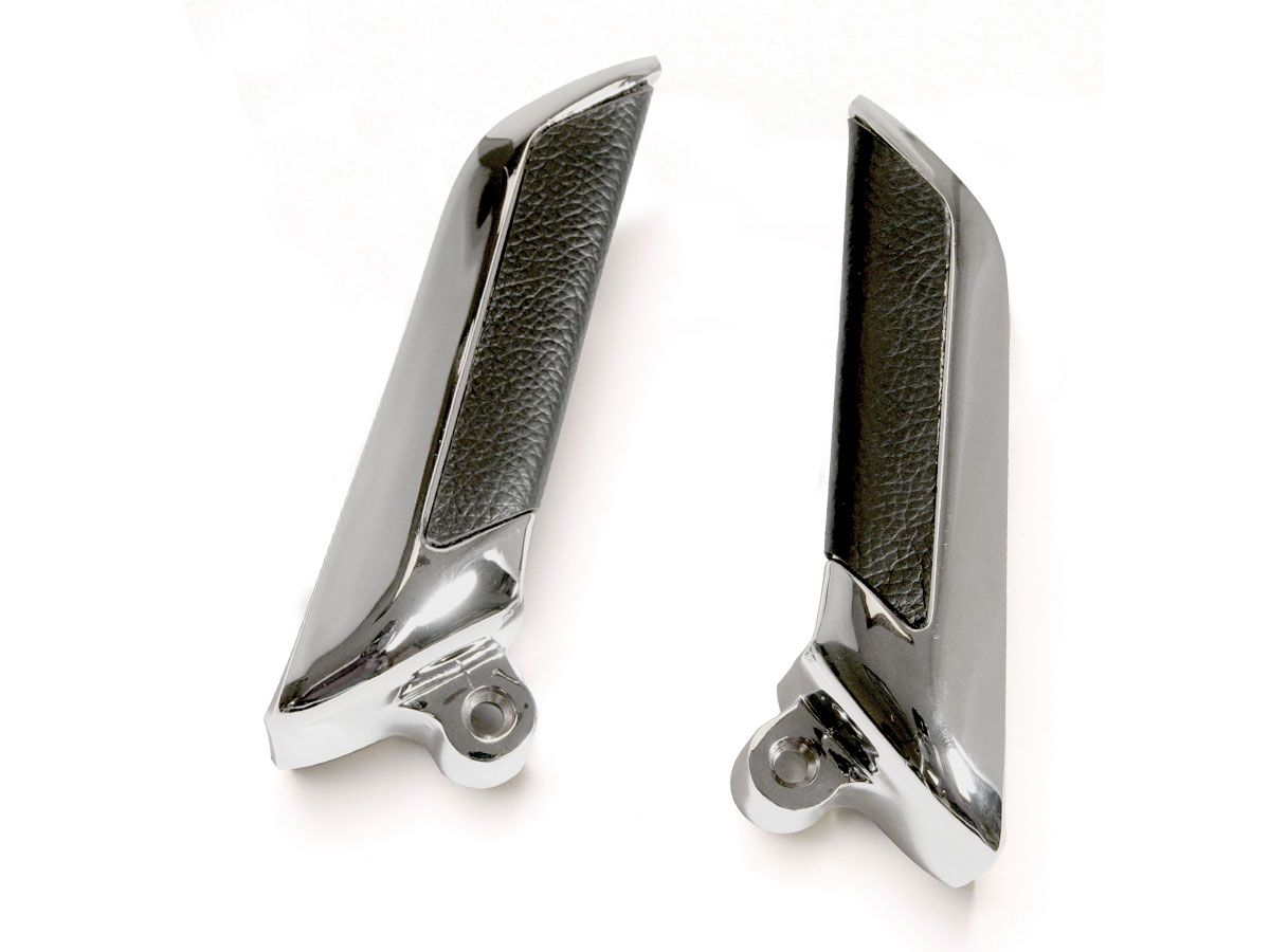 65-66 RH & LH PONY DELUXE BLACK LEATHER DOOR HANDLE - PAIR (image for) 65-66 RH & LH PONY DELUXE BLACK LEATHER DOOR HANDLE - PAIR