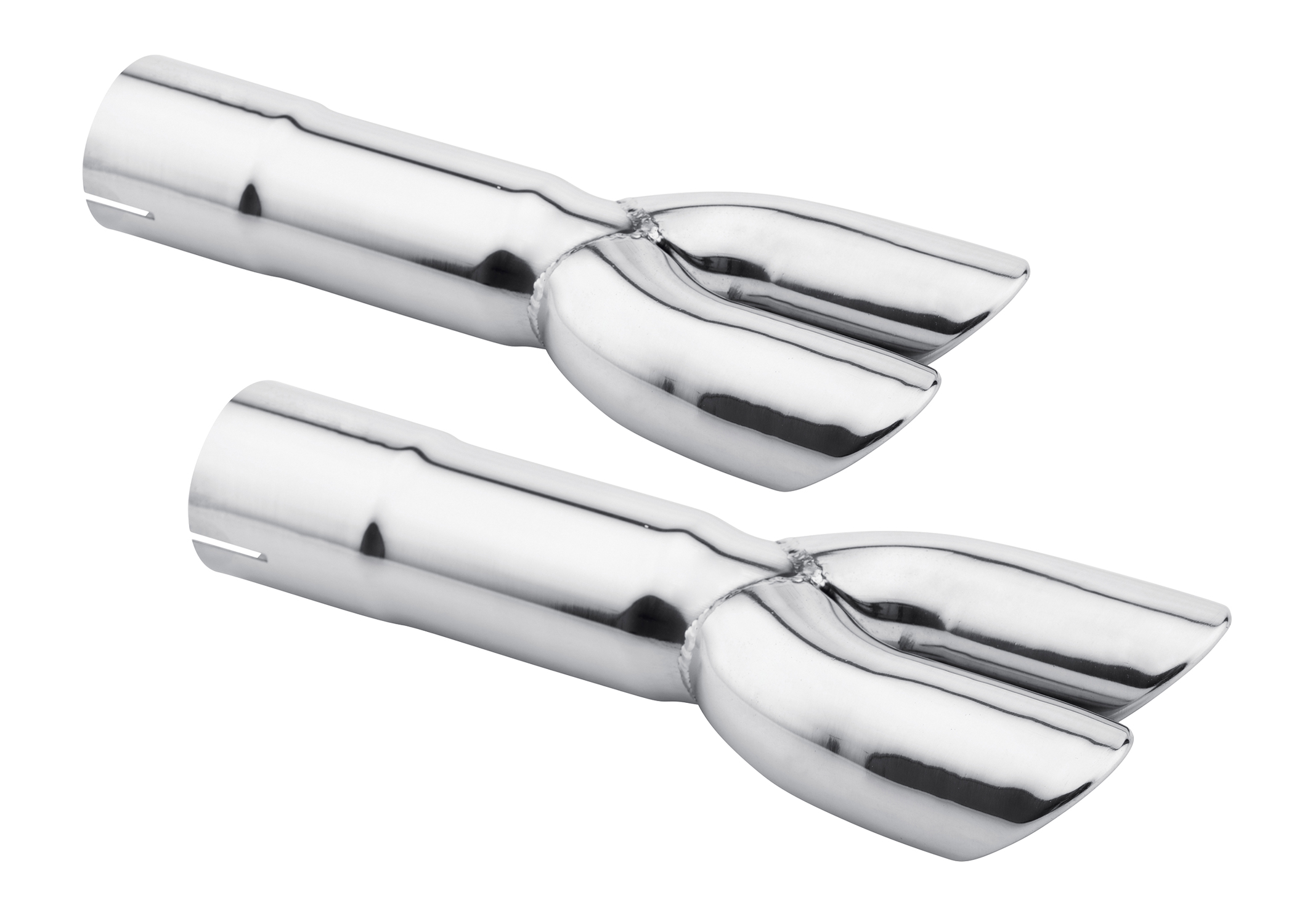 (image for) 67-69 2 1/4" DUAL EXHAUST TIPS WITH ROLLED EDGES - PAIR