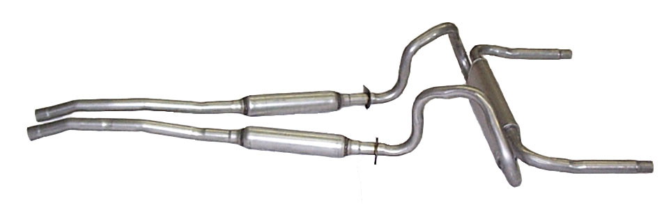 (image for) 67-69 DUAL EXHAUST KIT- 2" W/TRANSVERSE MUFFLER - FACTORY STYLE