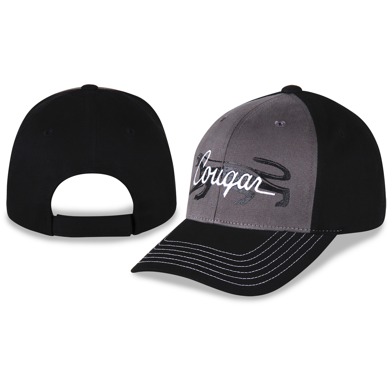 (image for) COUGAR HAT, BLACK WITH GRAY FRONT PANEL