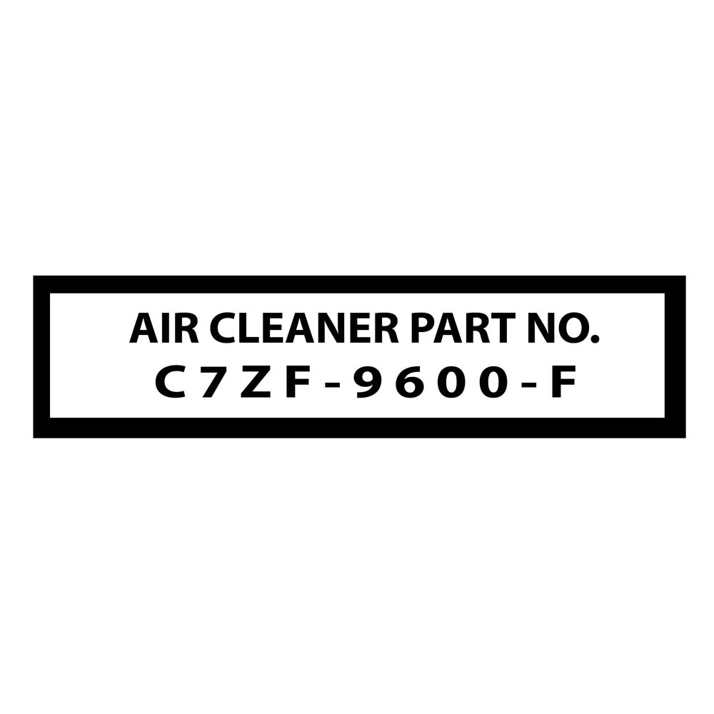67 AIR CLEANER PART NUMBER DECAL