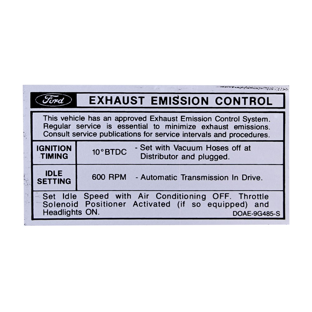 70 351-2V AT EMISSION DECAL - D0AE-9C485-S