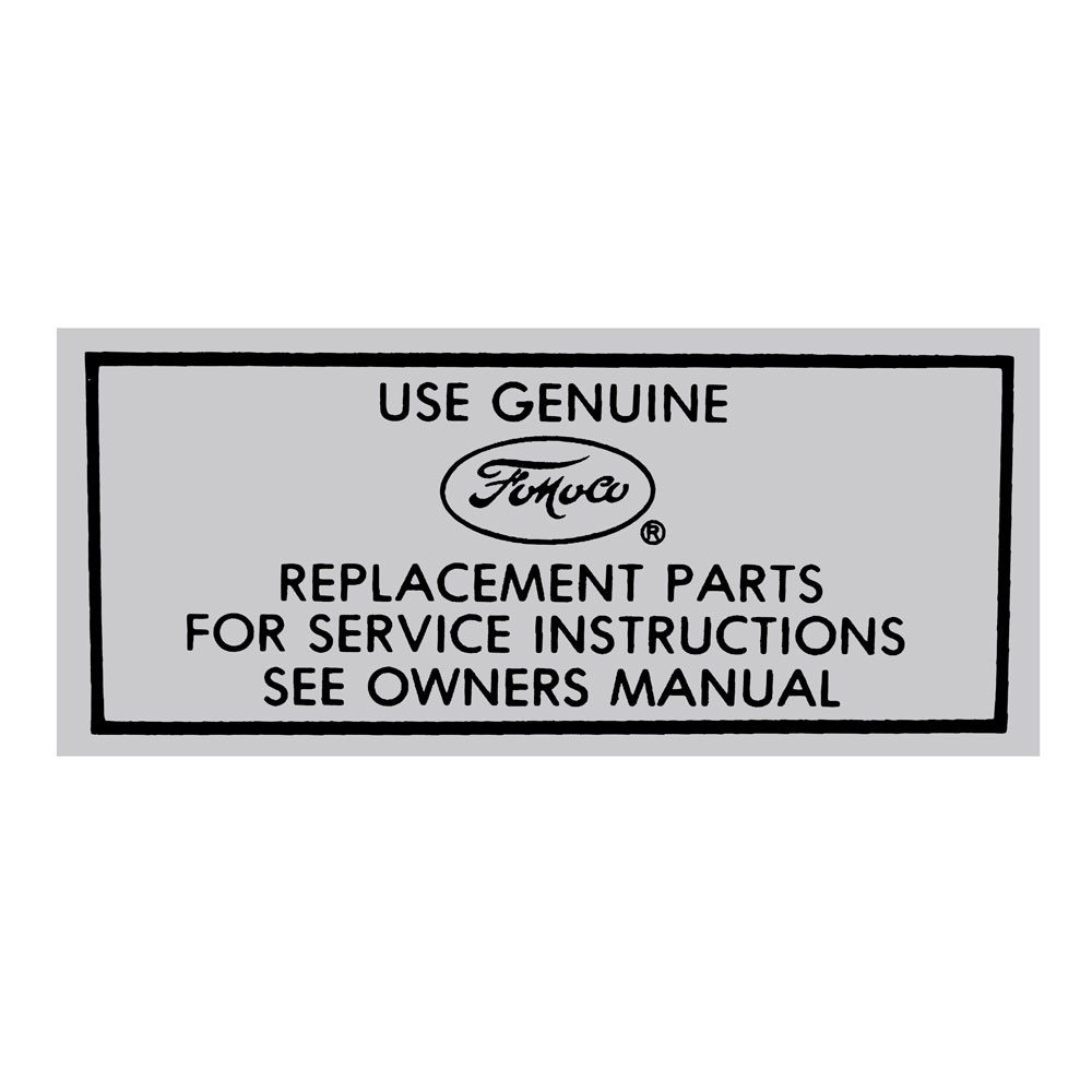 64-1/2 V8 AIR CLEANER SERVICE INSTRUCTIONS DECAL