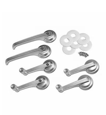 65-67 INSIDE DOOR HANDLE AND WINDOW CRANK KIT - CP/CV - SATIN (image for) 65-67 INSIDE DOOR HANDLE AND WINDOW CRANK KIT - CP/CV - SATIN