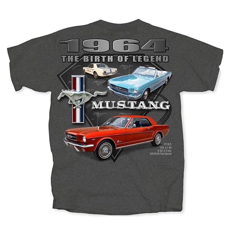 (image for) T-SHIRT - MUSTANG BIRTH THE LEGEND, GRAY, MEDIUM