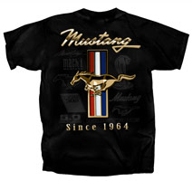 (image for) FORD GOLDEN TRIBAR MUSTANG SINCE 1964 BLACK T-SHIRT - MEDIUM - Click Image to Close