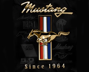 (image for) FORD GOLDEN TRIBAR MUSTANG SINCE 1964 BLACK T-SHIRT - MEDIUM - Click Image to Close