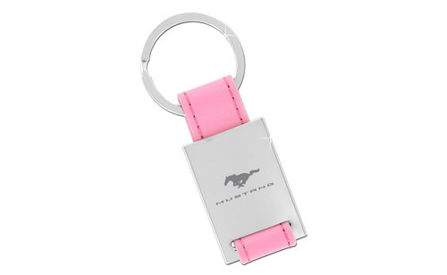 (image for) MUSTANG BLOCK - PINK LEATHER RECTANGULAR KEY CHAIN - WITH SATIN