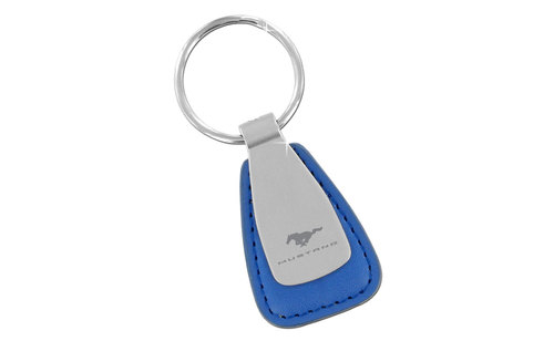 (image for) MUSTANG BLOCK - BLUE LEATHER TEAR DROP KEY CHAIN - SATIN EMBLEM