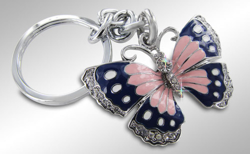 (image for) MUSTANG BLOCK - PINK AND BLUE BUTTERFLY KEY CHAIN