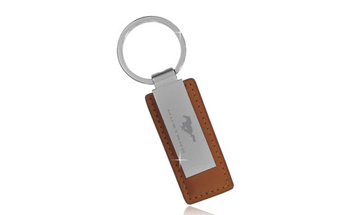 (image for) MUSTANG BLOCK - BROWN LEATHER RECTANGULAR KEY CHAIN - Click Image to Close