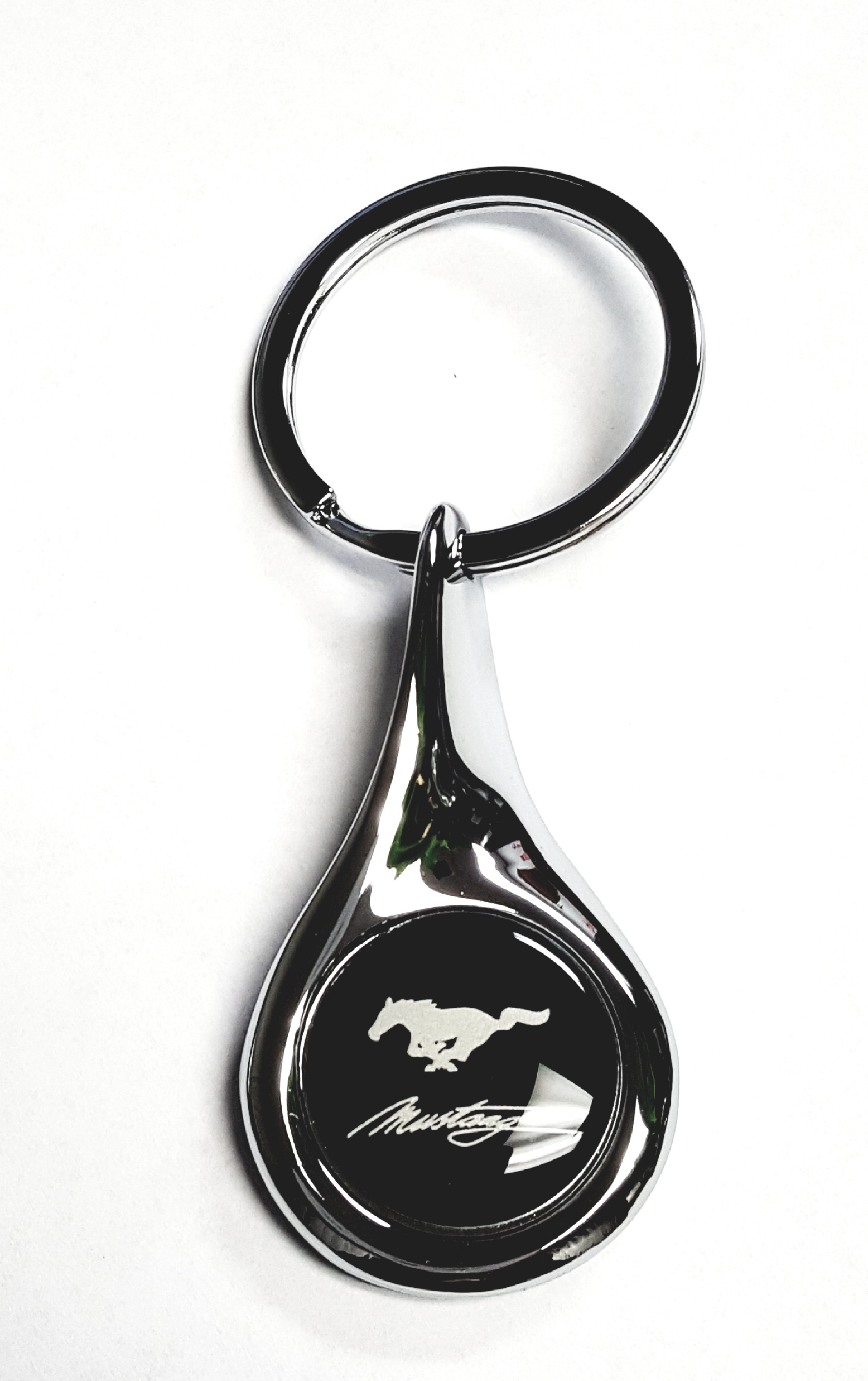 (image for) MUSTANG SCRIPT - WATER DROP SHAPE KEY CHAIN - DOME INSERT