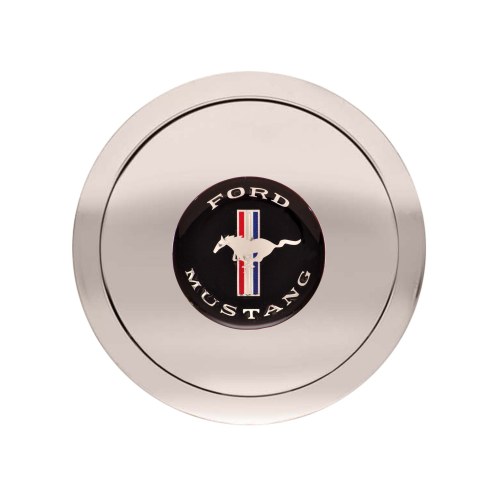 (image for) GT9 HORN BUTTON, SMALL MUSTANG LOGO, COLORED, POLISHED