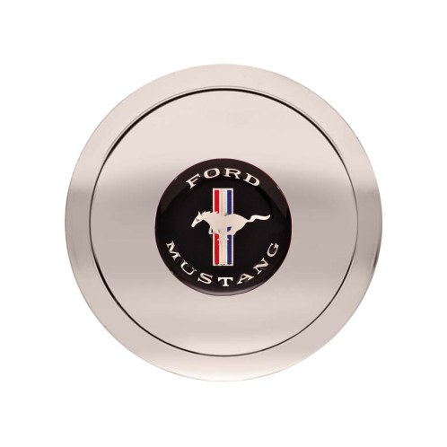 GT9 HORN BUTTON, SMALL MUSTANG LOGO, COLORED, POLISHED (image for) GT9 HORN BUTTON, SMALL MUSTANG LOGO, COLORED, POLISHED