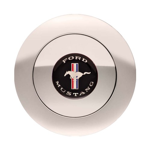(image for) GT9 HORN BUTTON, LARGE MUSTANG LOGO, COLORED, POLISHED