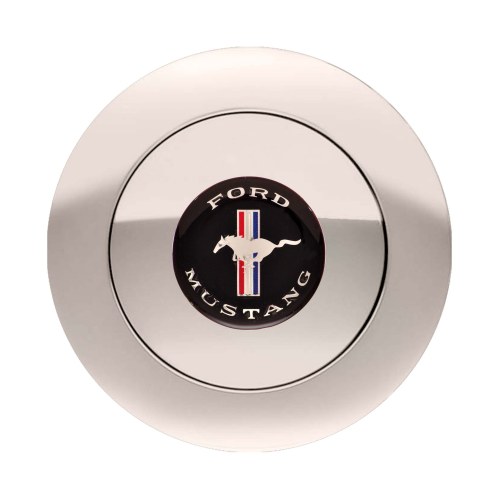 GT9 HORN BUTTON, LARGE MUSTANG LOGO, COLORED, POLISHED (image for) GT9 HORN BUTTON, LARGE MUSTANG LOGO, COLORED, POLISHED