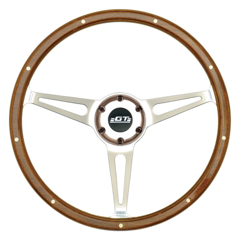 (image for) GT3 RETRO COBRA STYLE WOOD STEERING WHEEL - 14" - 3 1/4" DISH WI
