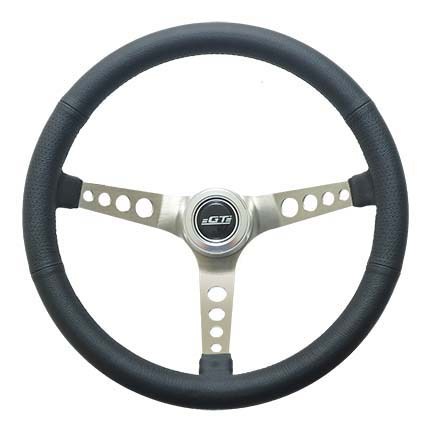 (image for) GT3 RETRO STEERING WHEEL, MUSTANG STYLE, BLACK LEATHER