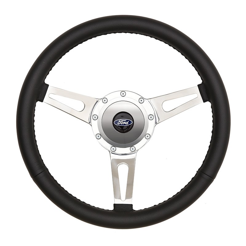 (image for) GT9 STEERING WHEEL, COBRA STYLE, BLACK LEATHER, 14.75"