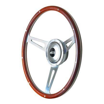 GT9 RETRO STEERING WHEEL, 15", 1 3/4" DISH, WALNUT WOOD STYLE CO (image for) GT9 RETRO STEERING WHEEL, 15", 1 3/4" DISH, WALNUT WOOD STYLE CO