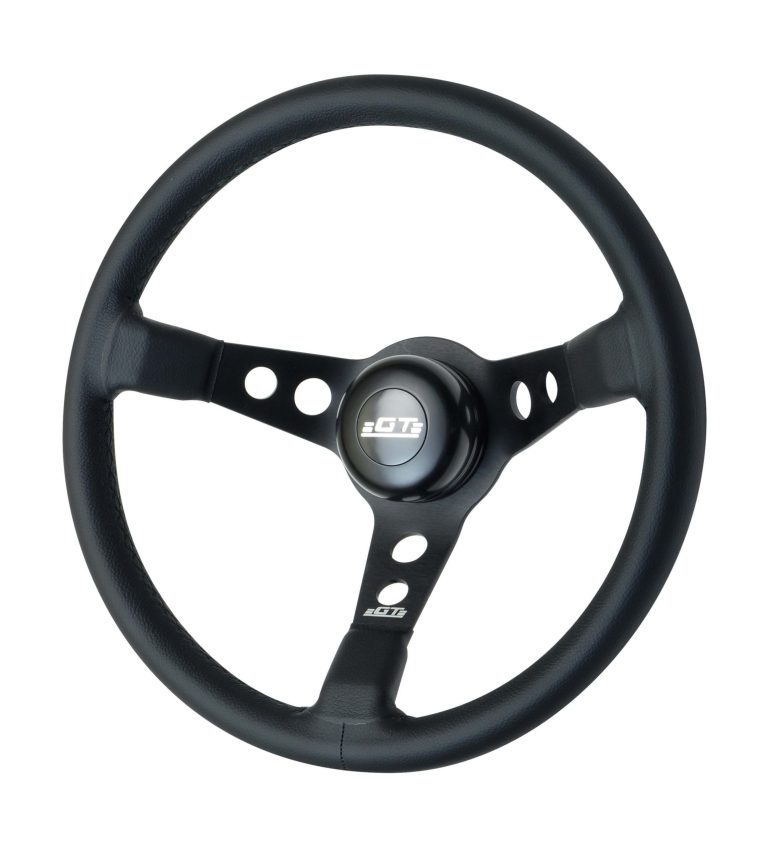 GT PERFORMANCE PRO-TOURING STEERING WHEEL, BLACK LEATHER, BLACK (image for) GT PERFORMANCE PRO-TOURING STEERING WHEEL, BLACK LEATHER, BLACK