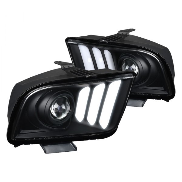 (image for) 05-09 LIGHT BAR PROJECTOR HEADLIGHTS - BLACK HOUSING CLEAR LENS