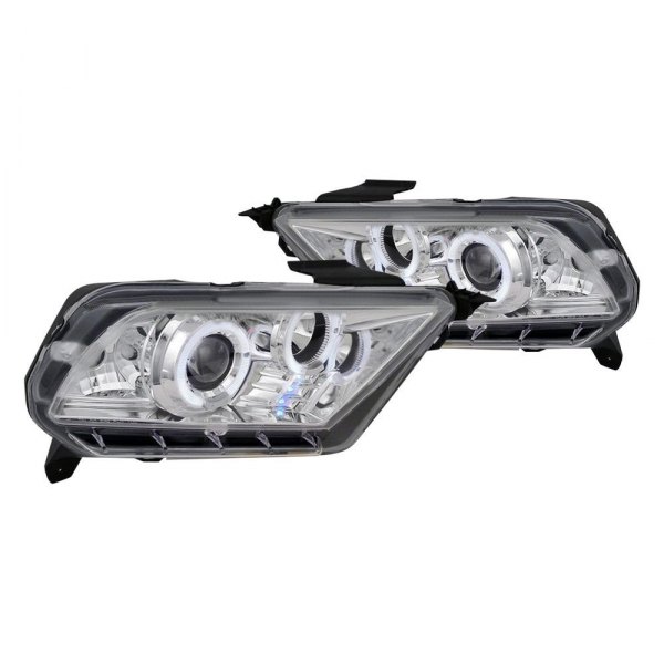 (image for) 10-UP CHROME DUAL HALO PROJECTOR HEADLIGHTS W/LEDS