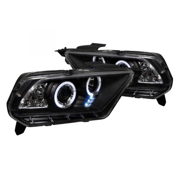 (image for) 10-UP BLACK DUAL HALO PROJECTOR HEADLIGHTS W/LEDS