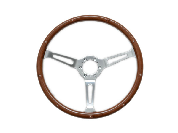 15" WOOD 3 SPOKE CHROME STEERING WHEEL - 6 BOLT CENTER SHELBY (image for) 15" WOOD 3 SPOKE CHROME STEERING WHEEL - 6 BOLT CENTER SHELBY