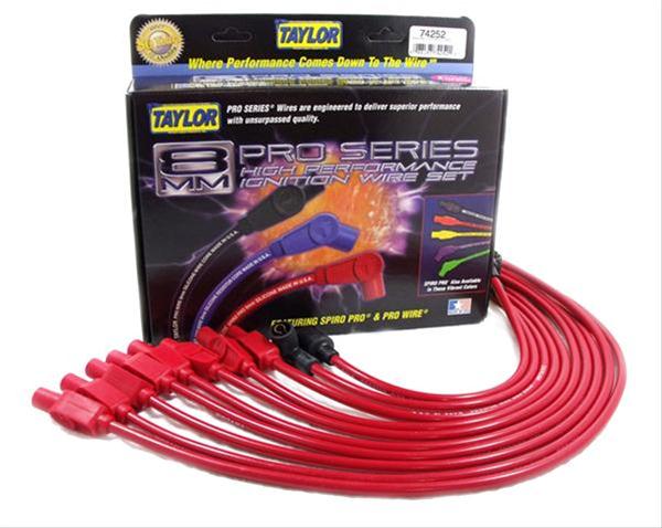 (image for) TAYLOR SPIRO-PRO 8 MM STRAIGHT SPARK PLUG WIRE SET - RED
