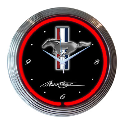 (image for) FORD MUSTANG NEON WALL CLOCK, BLACK