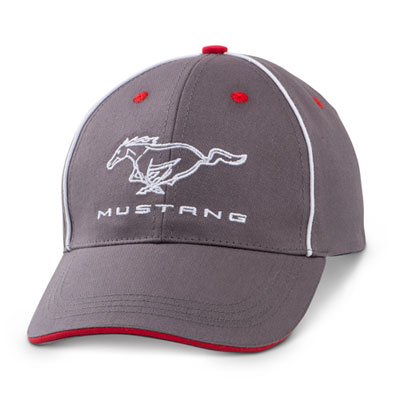 (image for) MUSTANG HAT, GREY WITH WHITE PIPING