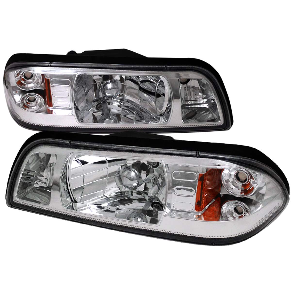 (image for) 87-93 MUSTANG 1PC HEADLIGHTS CHROME- CRYSTAL HOUSING