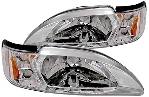 (image for) 94-98 MUSTANG 1PC HEADLIGHTS CHROME - CRYSTAL HOUSING