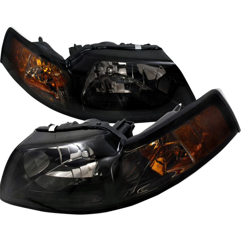 (image for) 99-04 MUSTANG HEADLIGHTS SMOKE- CRYSTAL HOUSING W/AMBER REF