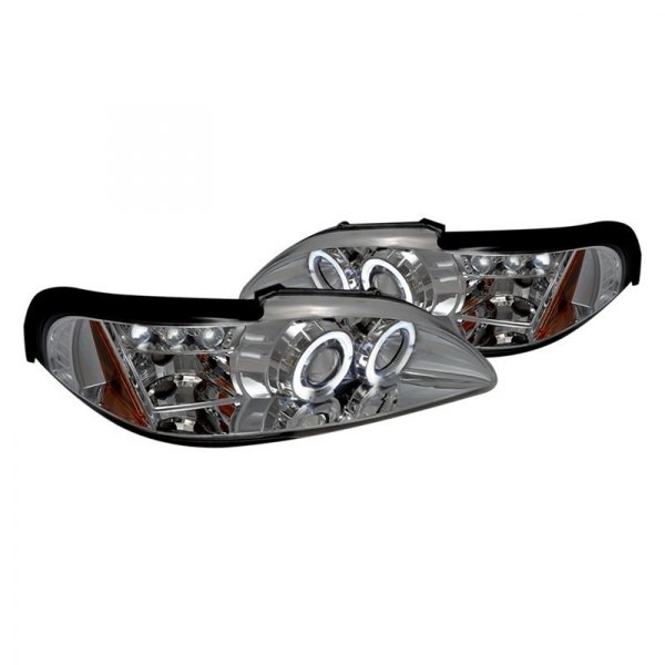 (image for) 94-98 DUAL HALO PROJECTOR HEADLIGHTS W/LEDS - CHROME HOUSING