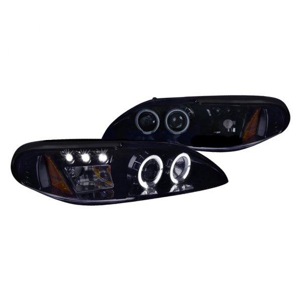 (image for) 94-98 PROJECTOR HEADLIGHTS - SMOKED LENS FULL GLOSS BLACK HOUSIN