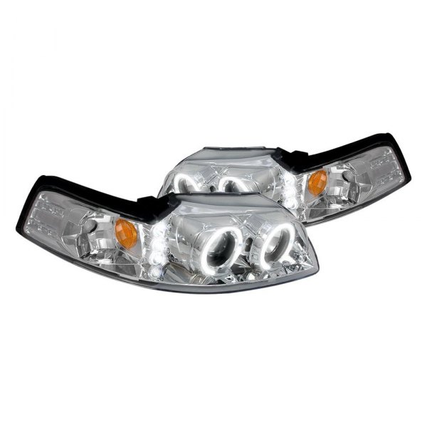 (image for) 99-04 DUAL HALO PROJECTOR HEADLIGHTS W/LEDS - CHROME HOUSING
