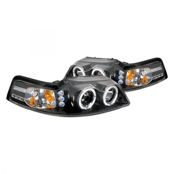 (image for) 99-04 DUAL HALO PROJECTOR W/LEDS - BLACK HOUSING