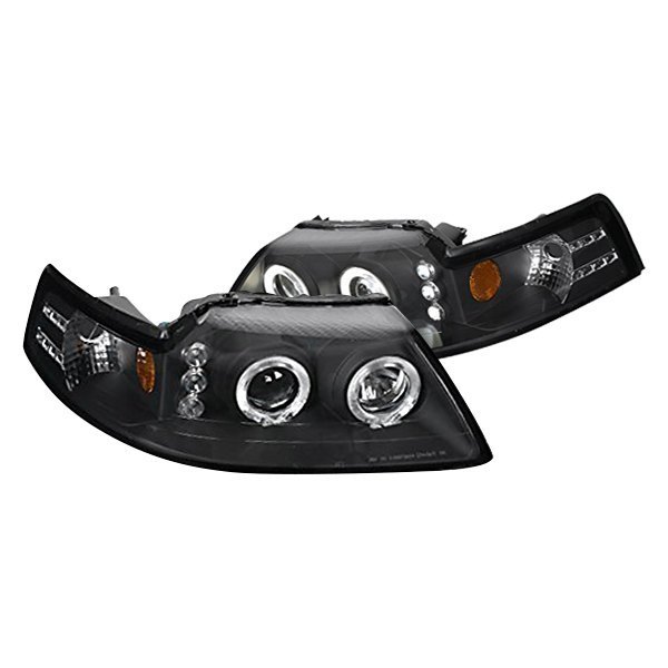 (image for) 99-04 HALO PROJECTOR HEADLIGHTS BLACK W/LEDS