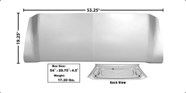 67-68 TRUNK LID ALUMINUM SKIN, FASTBACK W/ METAL UNDER SUPPORT (image for) 67-68 TRUNK LID ALUMINUM SKIN, FASTBACK W/ METAL UNDER SUPPORT