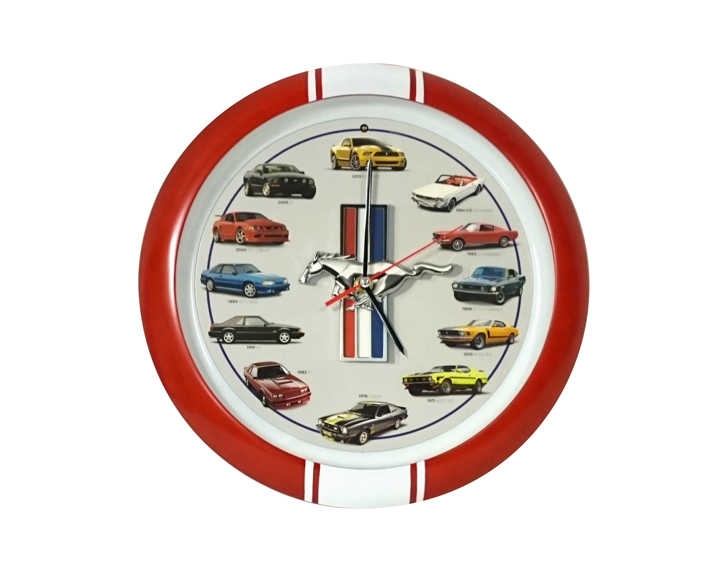 (image for) 64-13 WALL CLOCK WITH ENGINE SOUNDS - RED / WHITE
