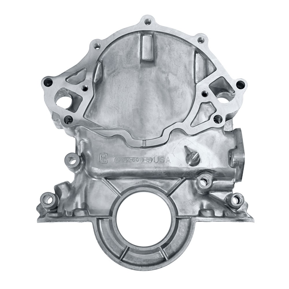 65-66 TIMING CHAIN COVER -EARLIER WITH CASTED POINTER AND IRON P