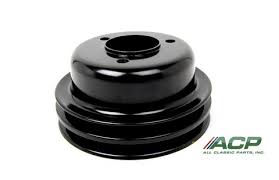 65-67 V8 2 GROOVE CRANKSHAFT PULLEY - BLACK